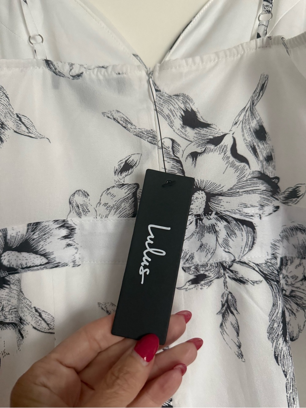 Lulu's Darling Daylily Black and White Floral Print High-Low Maxi Dress - Picture 5 of 6